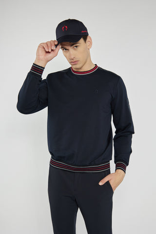 Men's navy blue Campione sweatshirt with contrasting ribbing