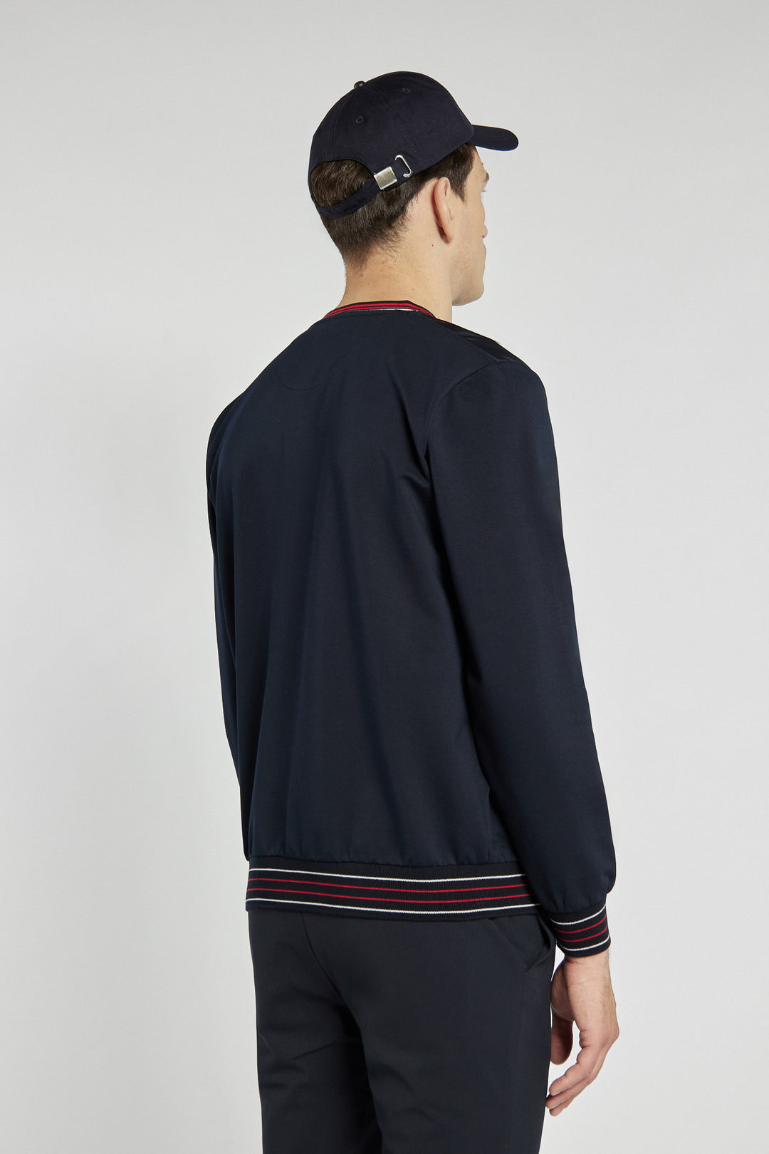 Men's navy blue Campione sweatshirt with contrasting ribbing