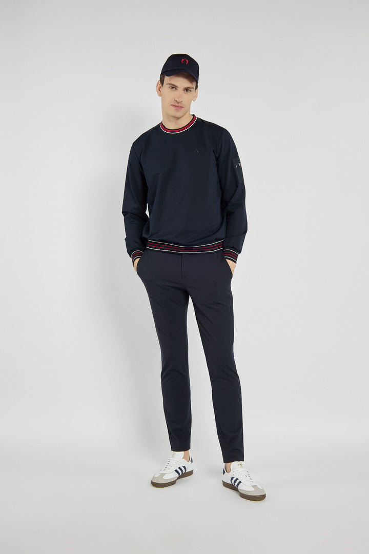 Men's navy blue Campione sweatshirt with contrasting ribbing