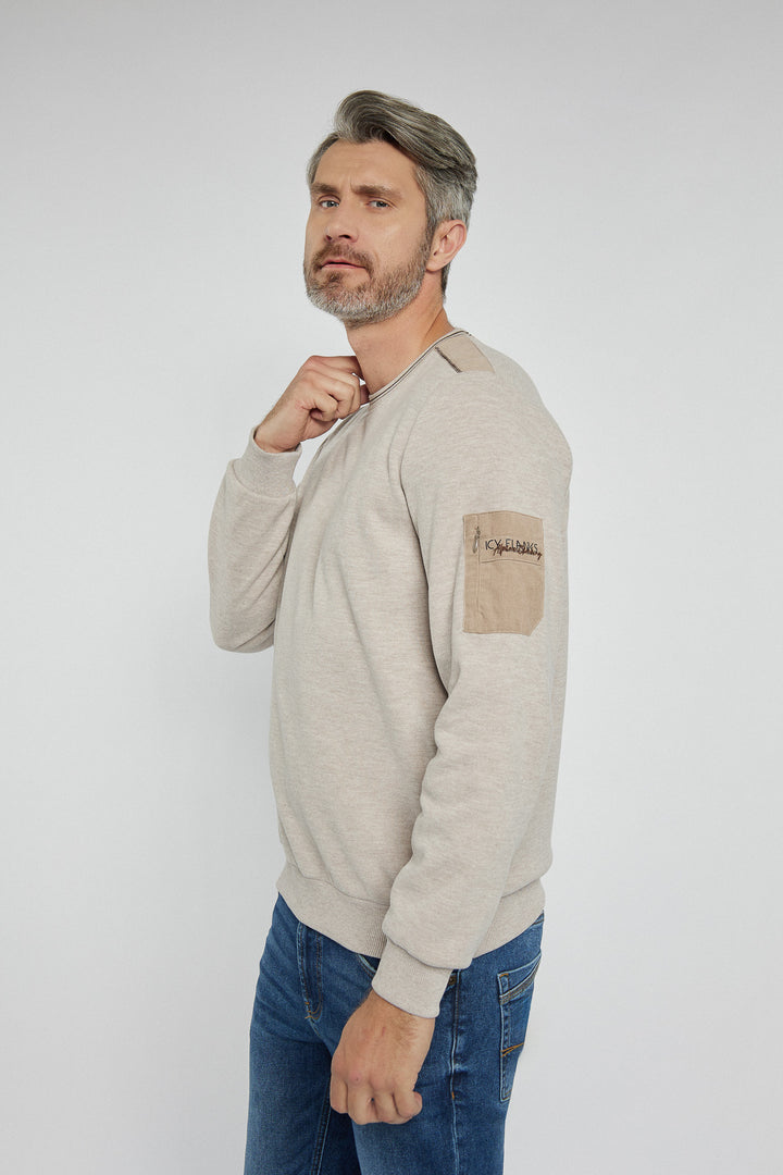 Men's Campione beige round neck sweater