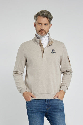 Campione men's beige sweater with stand-up collar