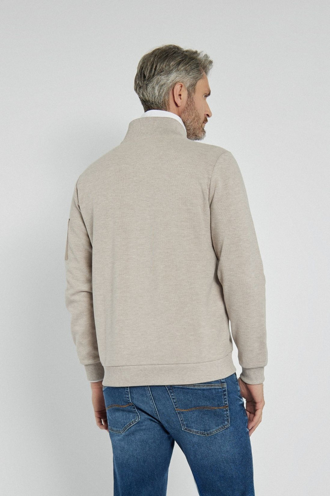Campione men's beige sweater with stand-up collar