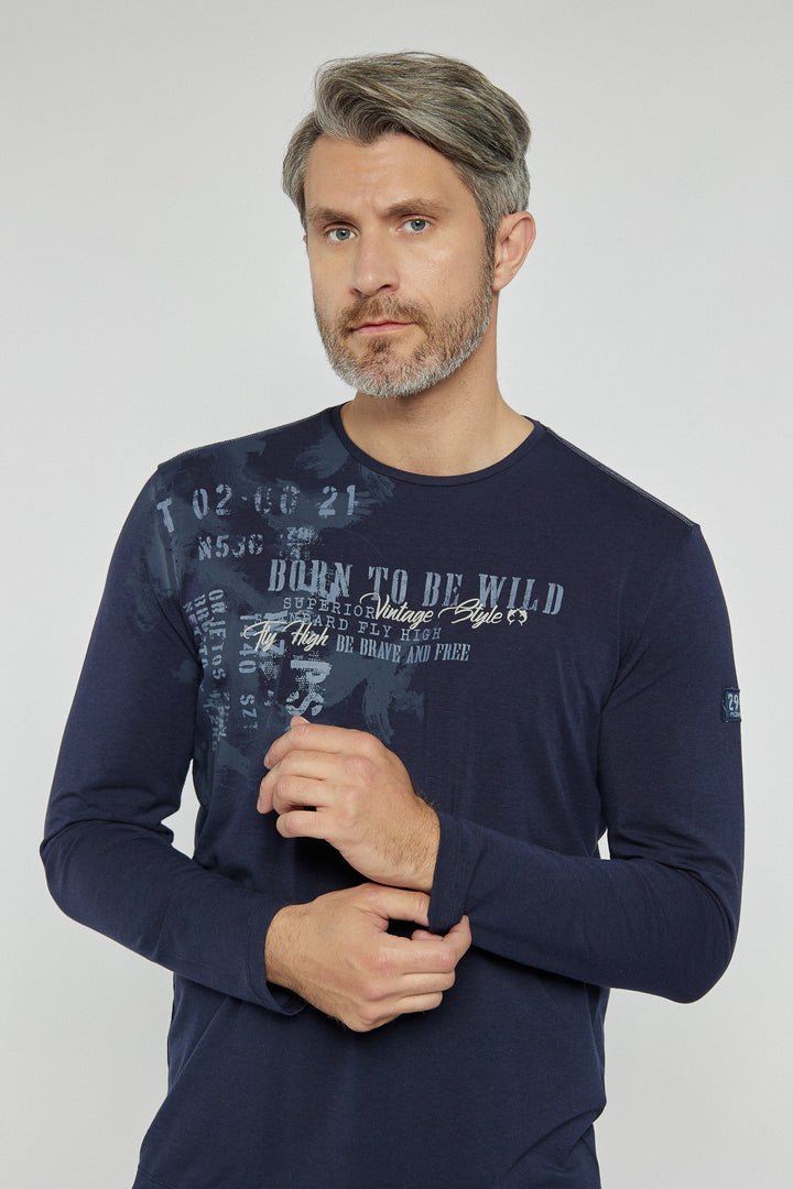 Men's Campione navy blue T-shirt with print
