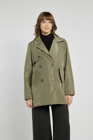 Women's double-breasted trench coat in khaki
