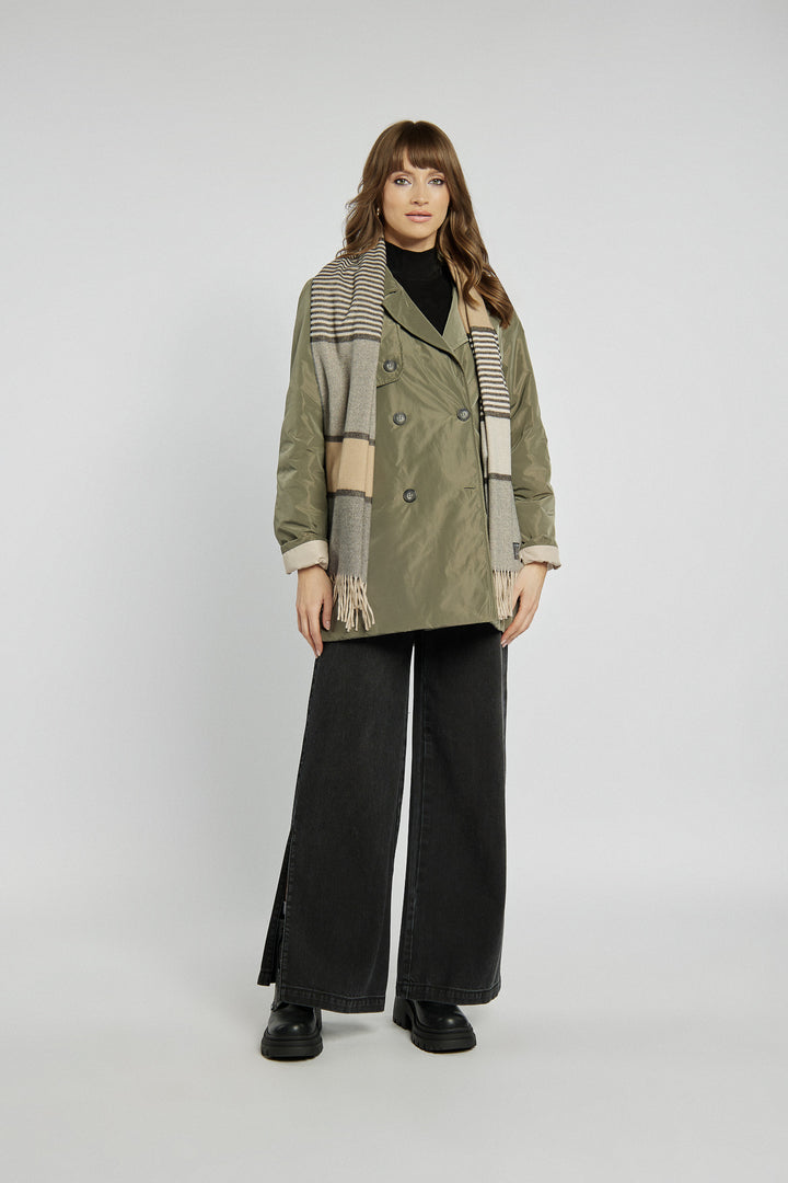 Women's double-breasted trench coat in khaki