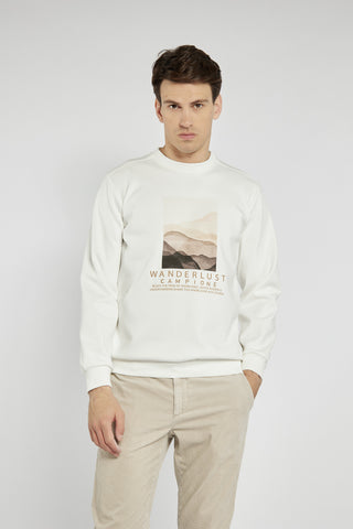 Men's white Campione sweatshirt with mountain print