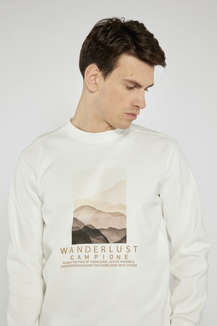Men's white Campione sweatshirt with mountain print
