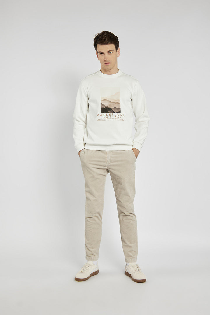 Men's white Campione sweatshirt with mountain print