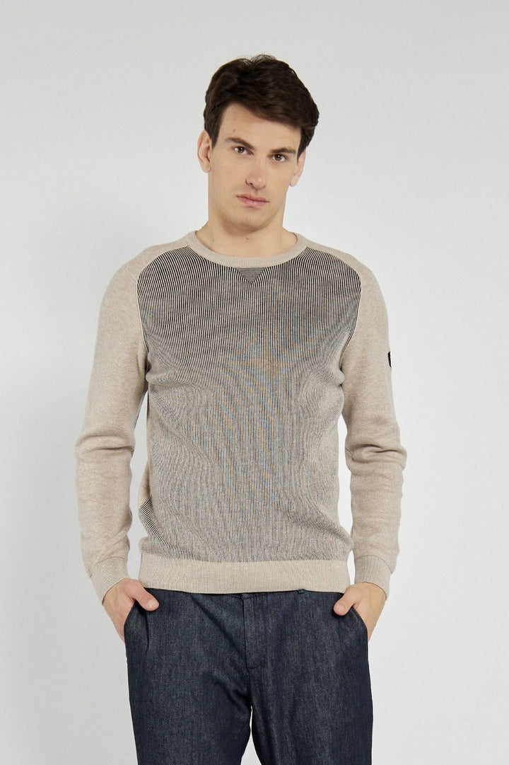 Campione men's beige sweater with optical pattern