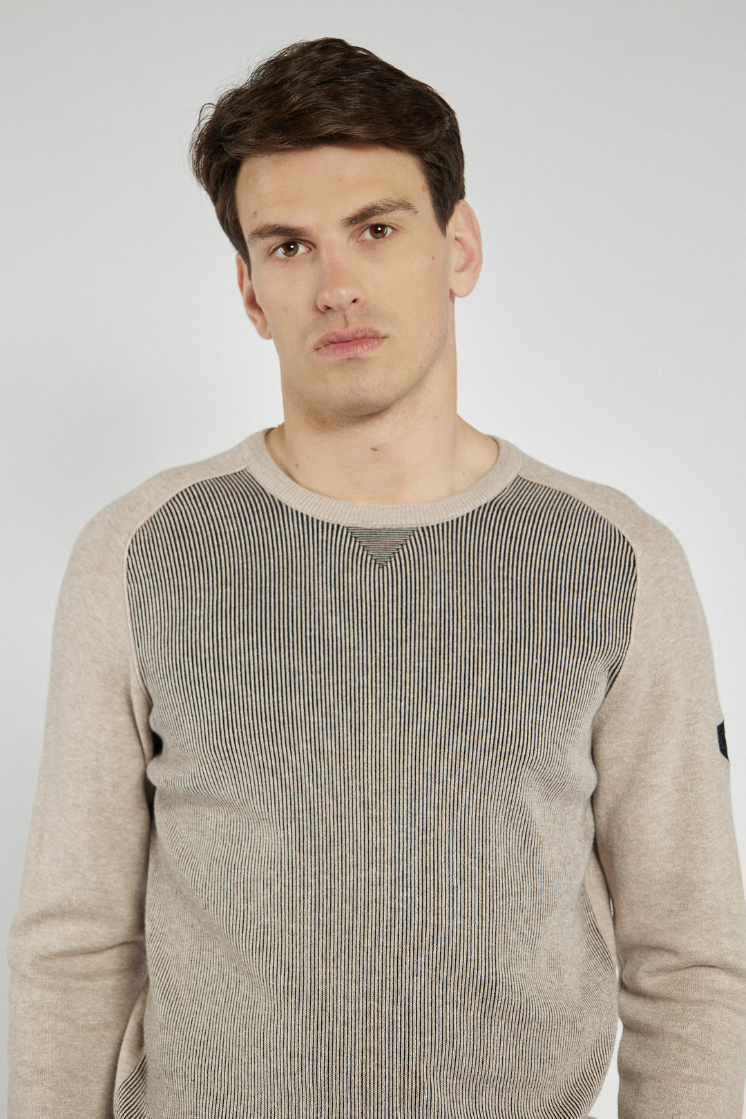 Campione men's beige sweater with optical pattern