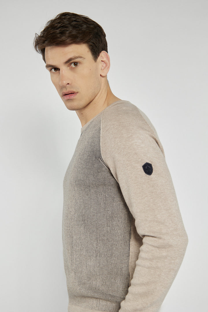 Campione men's beige sweater with optical pattern