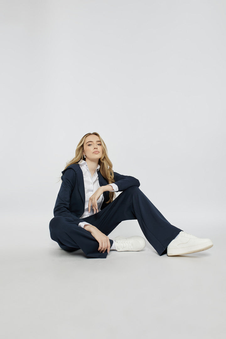 Navy blue wide-leg sweatpants