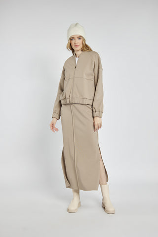 Beige long skirt with slits