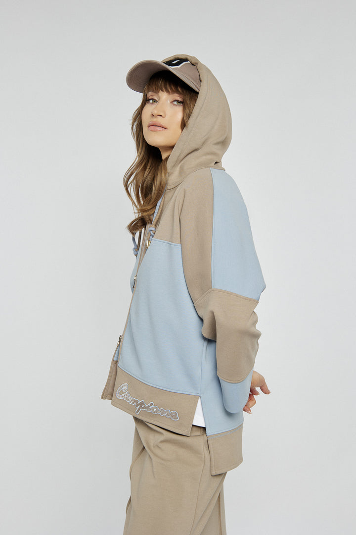 Two-tone Campione embroidered sweatshirt