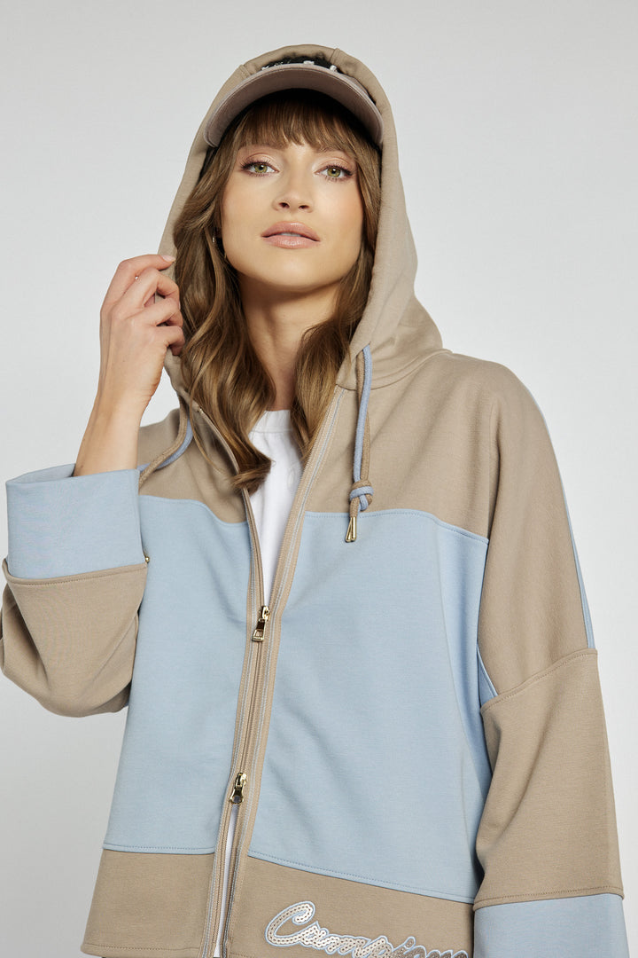 Two-tone Campione embroidered sweatshirt