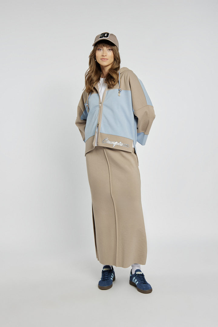 Two-tone Campione embroidered sweatshirt
