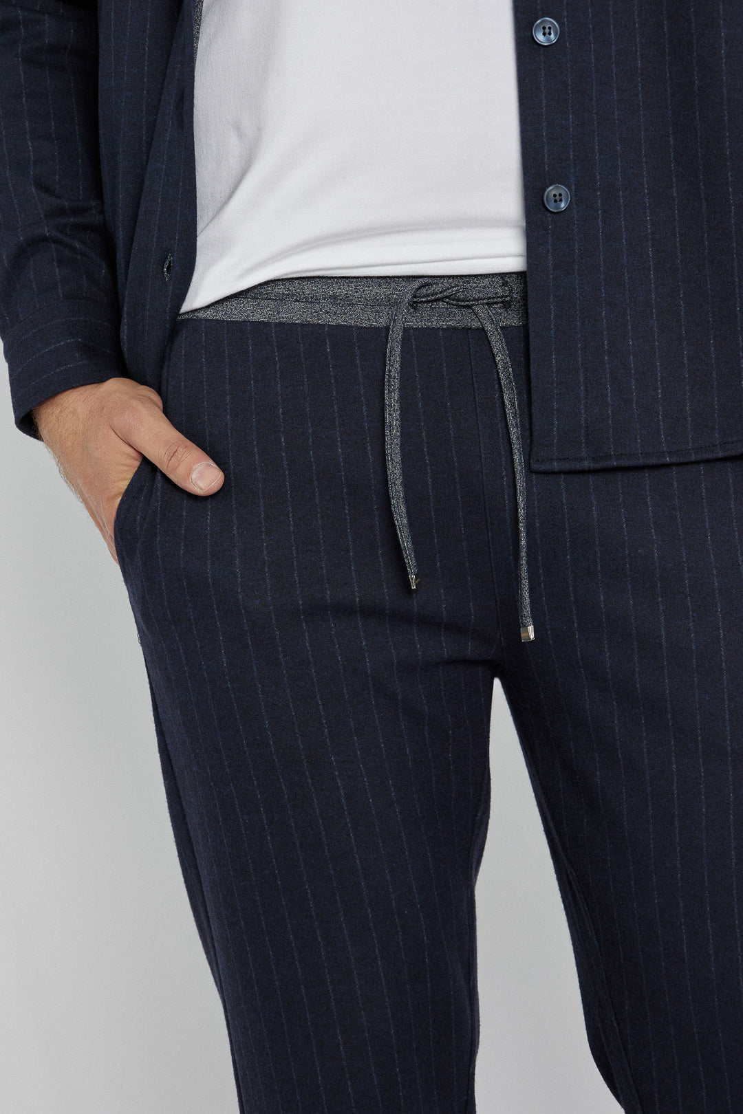 Campione men's pants with navy blue stripes