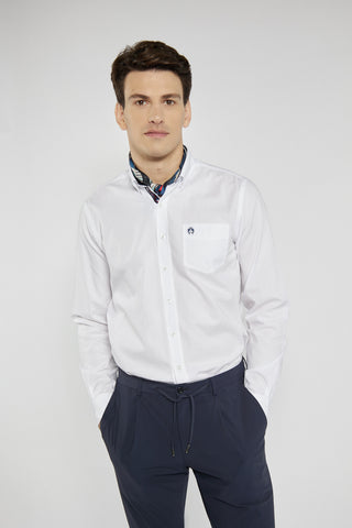 Campione men's white shirt with chest pocket, Modern Fit