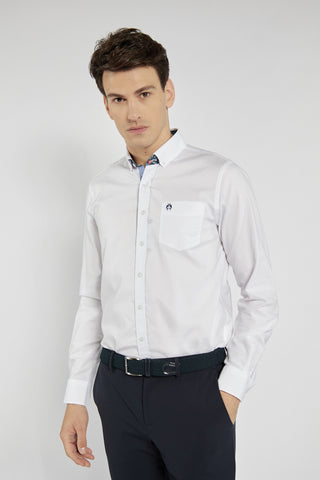 Men's white Campione shirt with contrasting Modern Fit collar