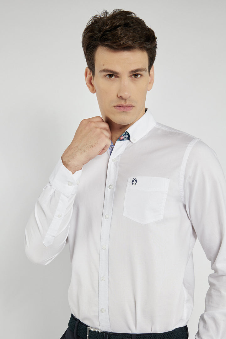 Men's white Campione shirt with contrasting Modern Fit collar