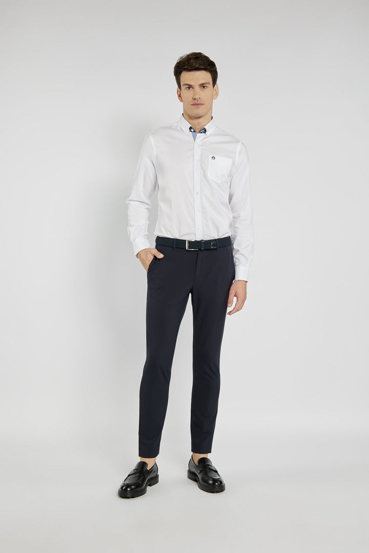 Men's white Campione shirt with contrasting Modern Fit collar