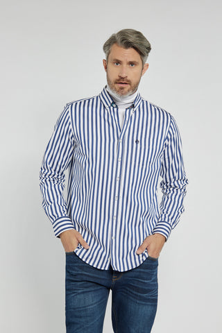 Campione Regular Fit men's shirt with navy blue stripes