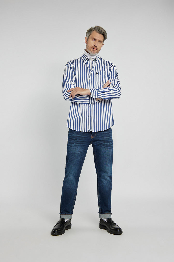 Campione Regular Fit men's shirt with navy blue stripes