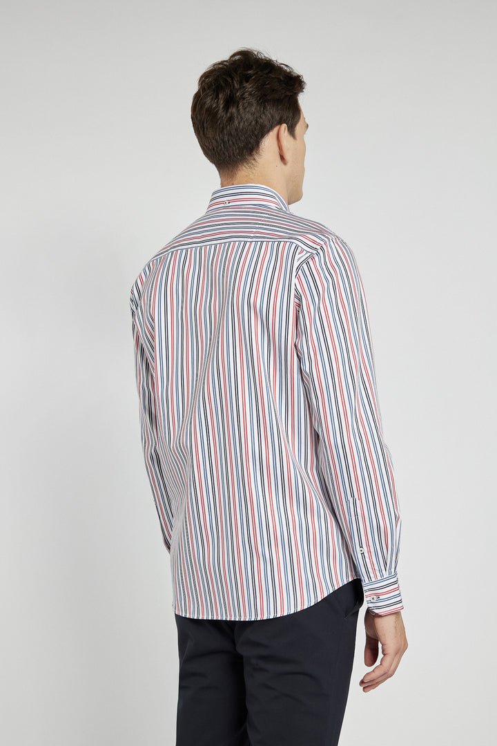 Men's colorful striped shirt with a button-down collar