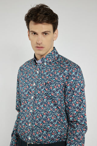Campione men's navy blue floral shirt, Modern Fit