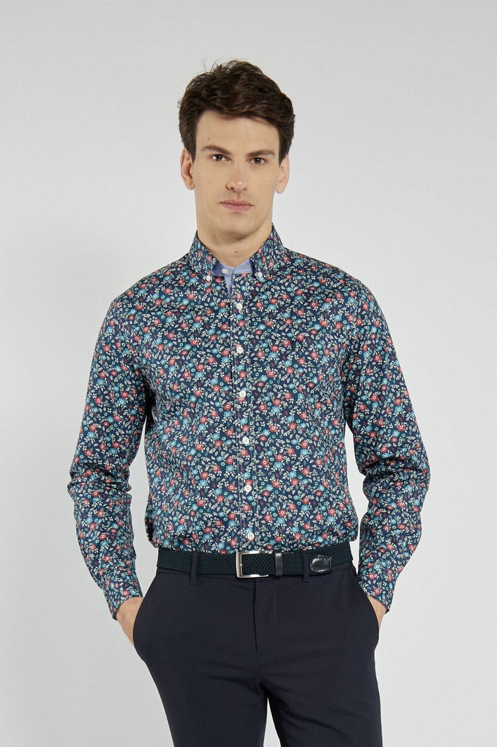 Campione men's navy blue floral shirt, Modern Fit