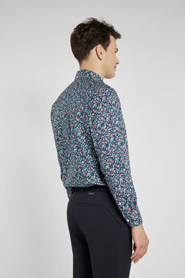 Campione men's navy blue floral shirt, Modern Fit