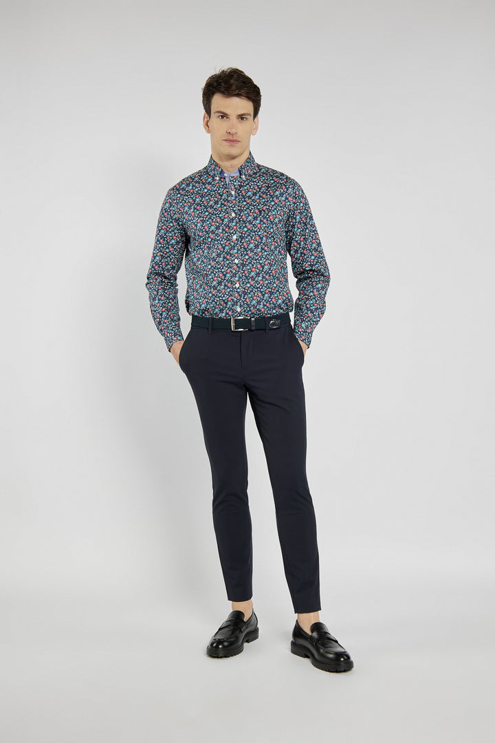 Campione men's navy blue floral shirt, Modern Fit