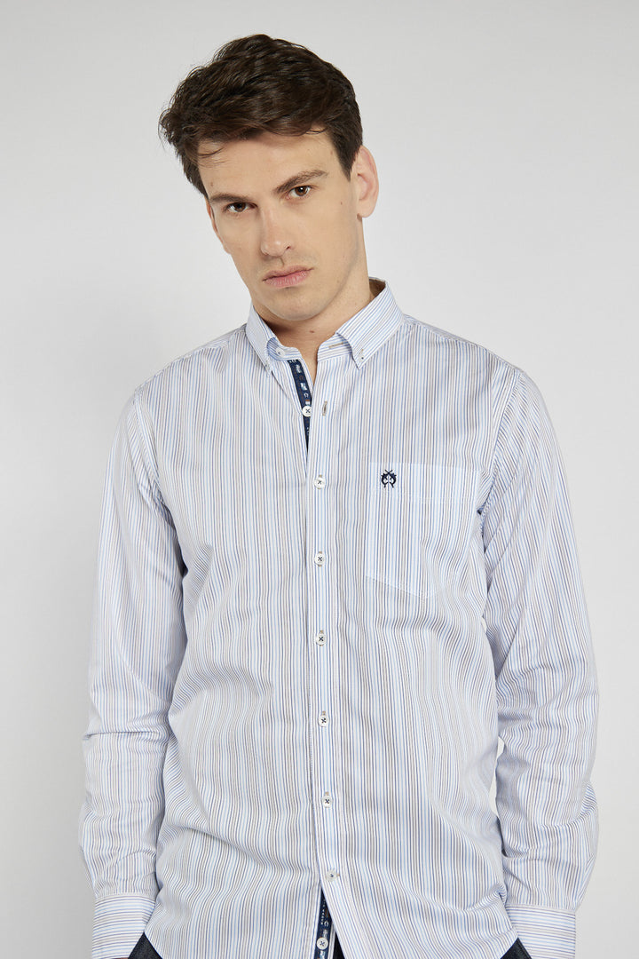 Campione men's shirt with delicate white and blue stripes