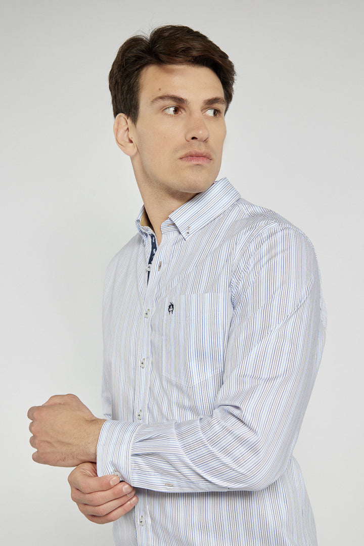 Campione men's shirt with delicate white and blue stripes
