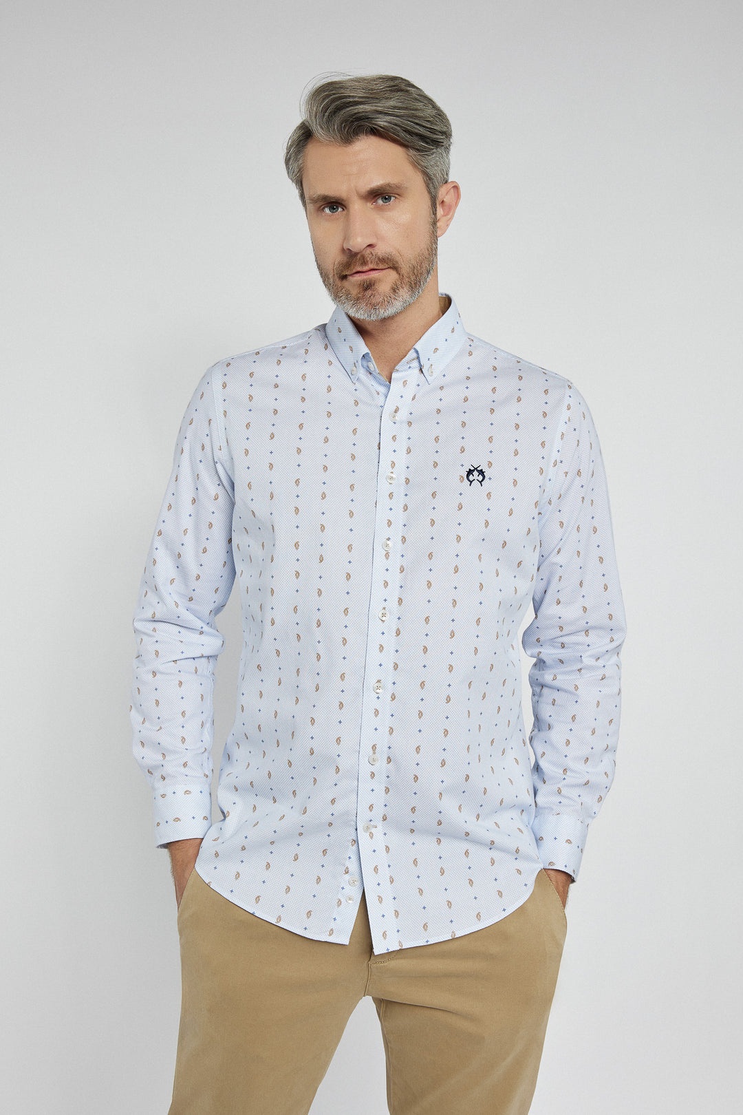 Campione men's shirt with stripes and patterns, regular fit