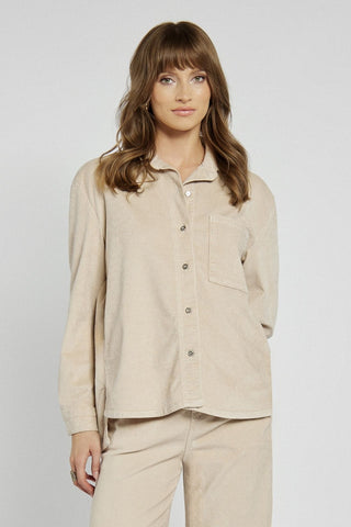 Beige corduroy shirt with pocket