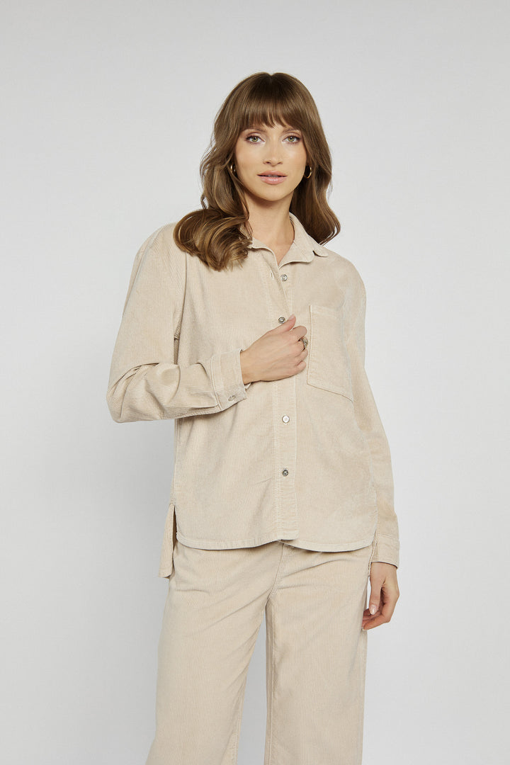 Beige corduroy shirt with pocket