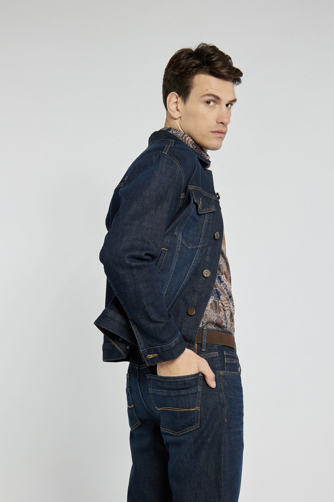 Classic Campione men's denim jacket in navy blue
