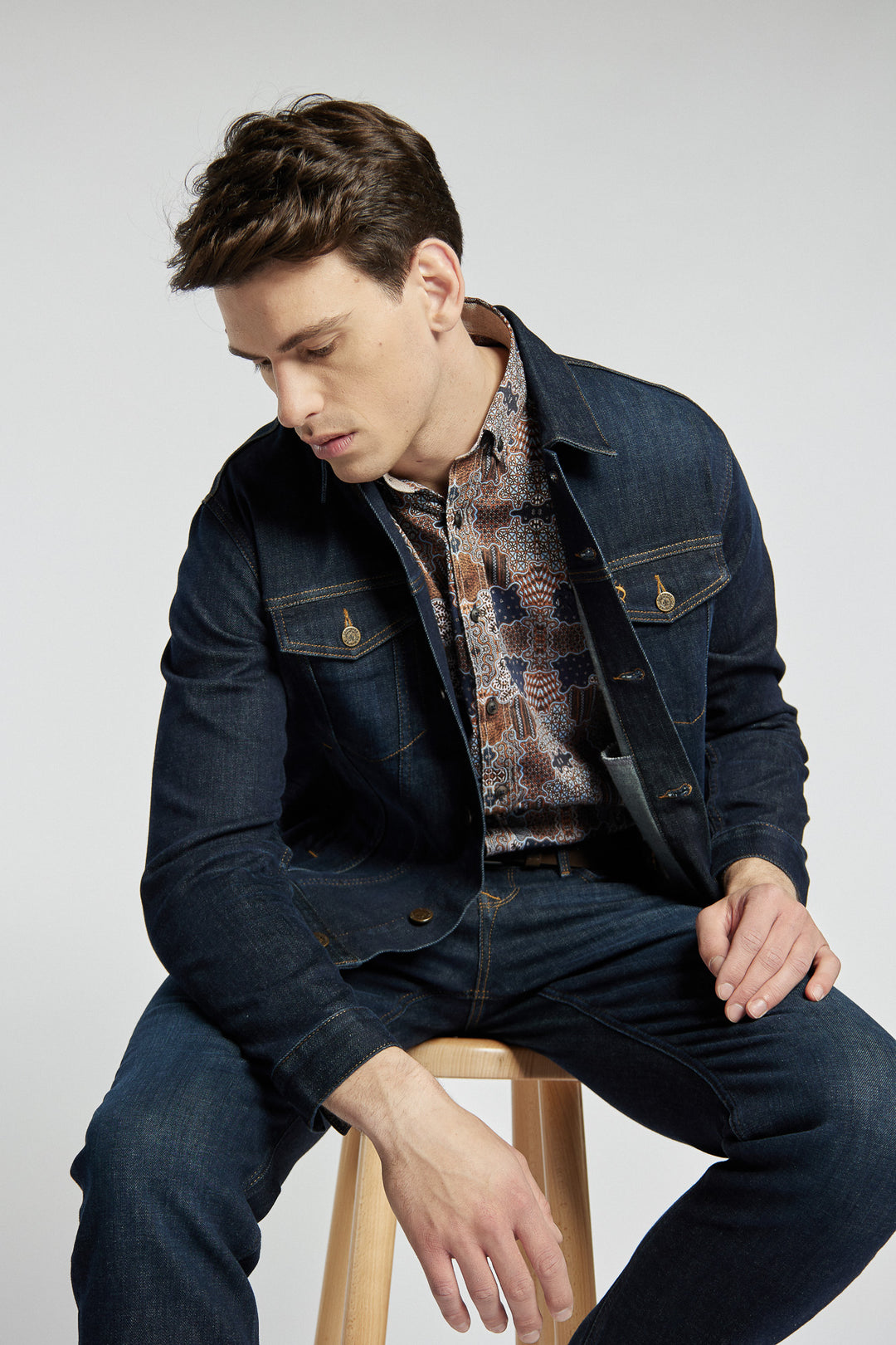 Classic Campione men's denim jacket in navy blue