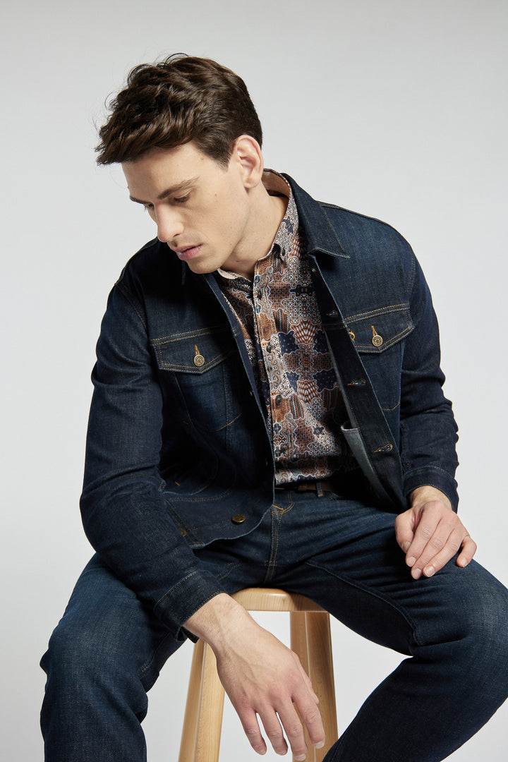 Classic Campione men's denim jacket in navy blue