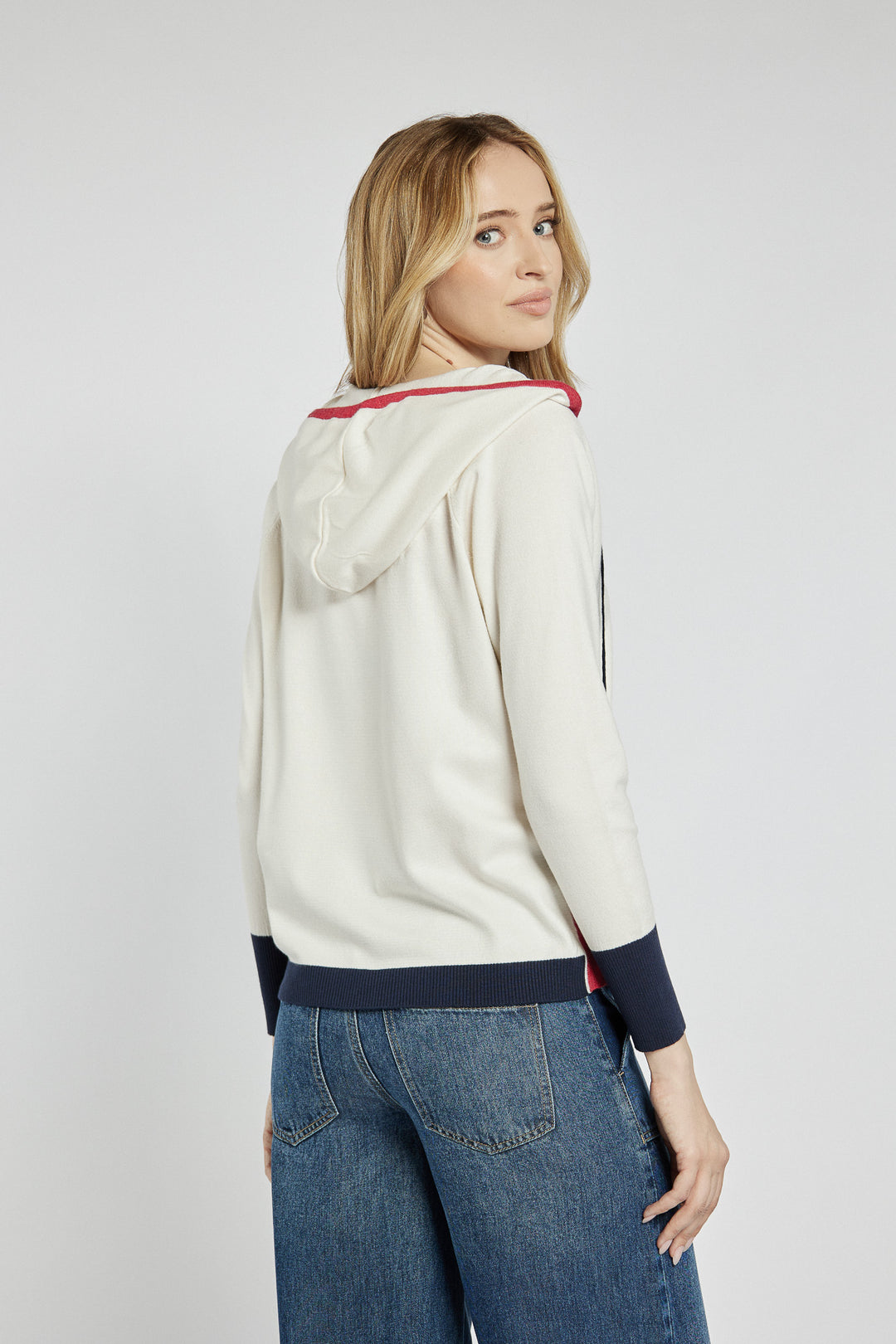 Beige diamond-pattern hoodie