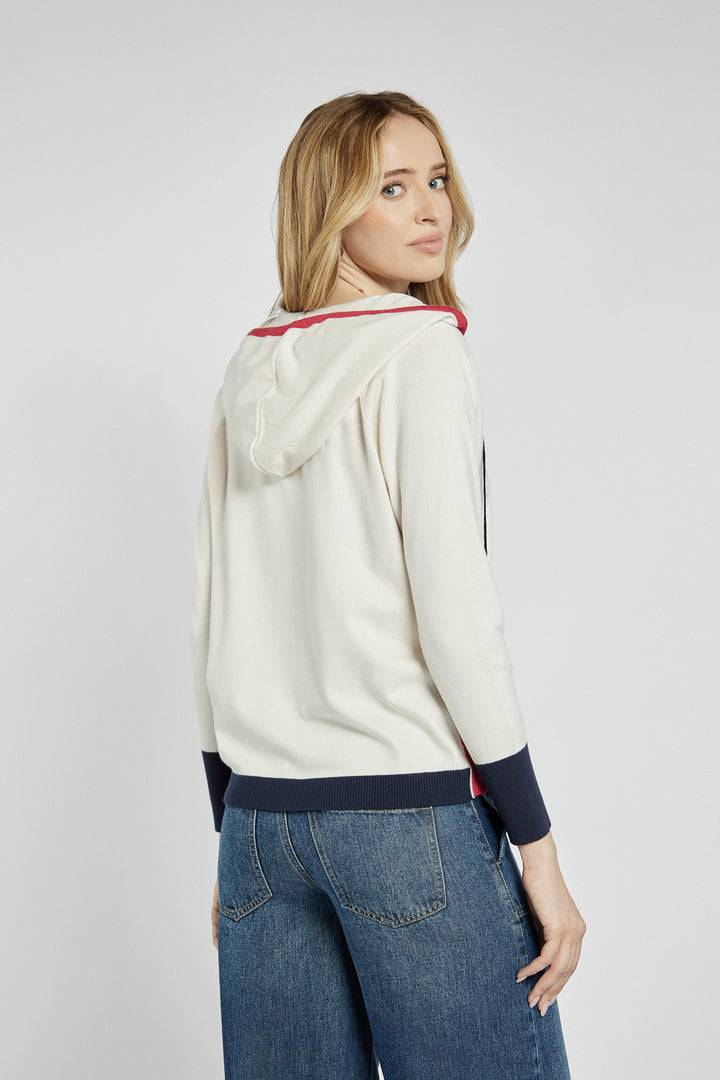 Beige diamond-pattern hoodie