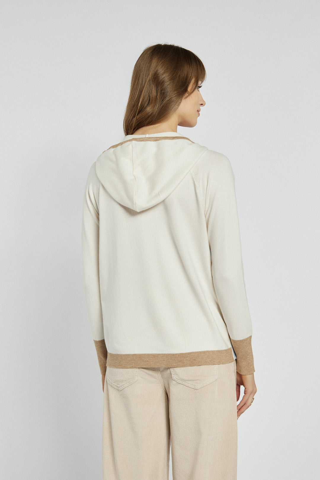 Women's beige and blue diamond pattern turtleneck sweater