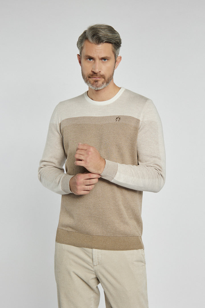 Men's Campione sweater in beige color blocks