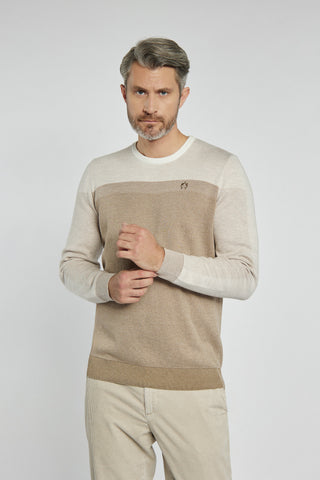 Men's Campione sweater in beige color blocks