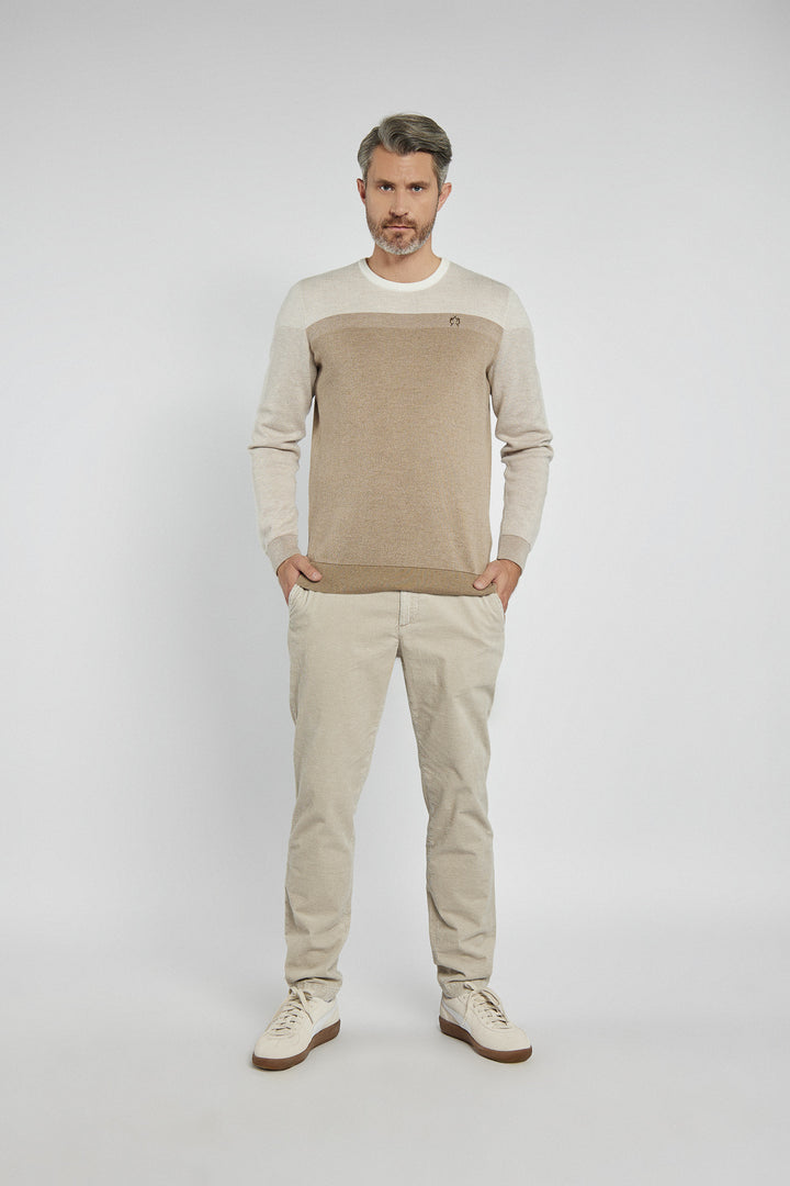Men's Campione sweater in beige color blocks