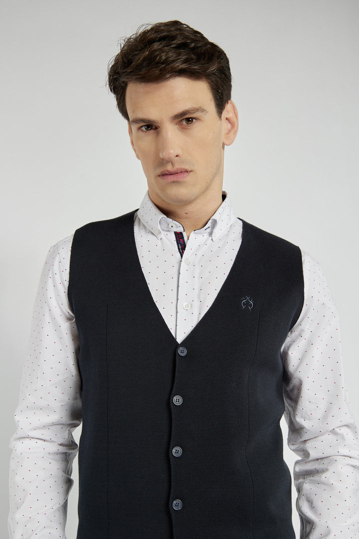 Elegant Campione men's navy blue knitted vest