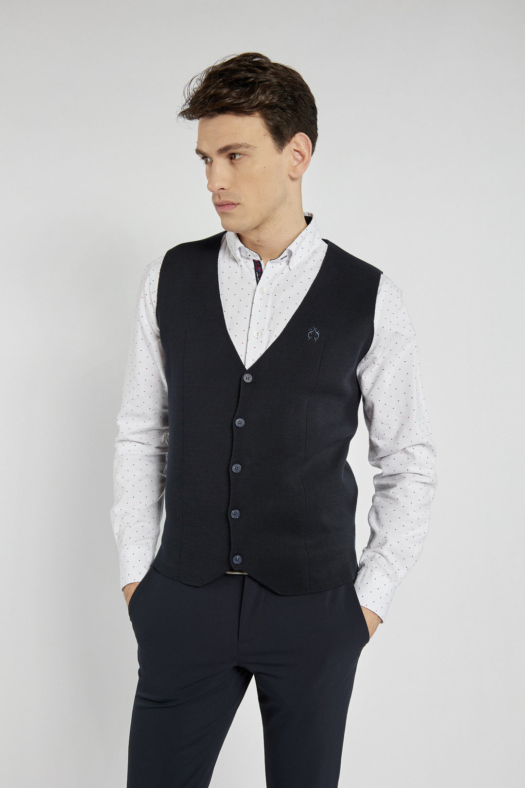 Elegant Campione men's navy blue knitted vest