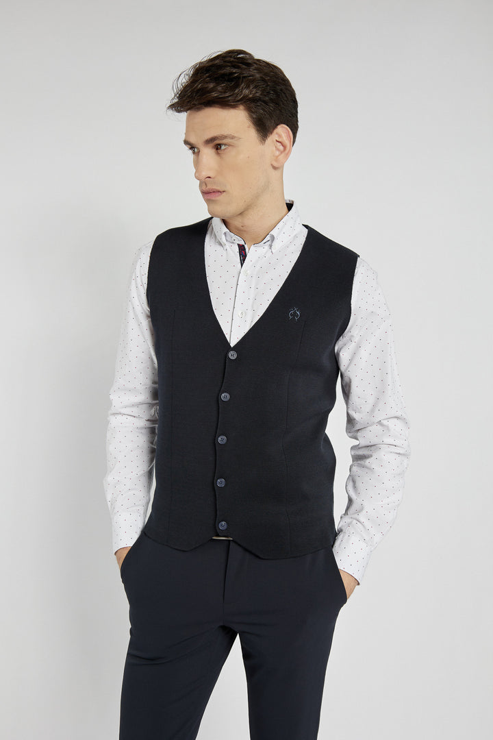 Elegant Campione men's navy blue knitted vest