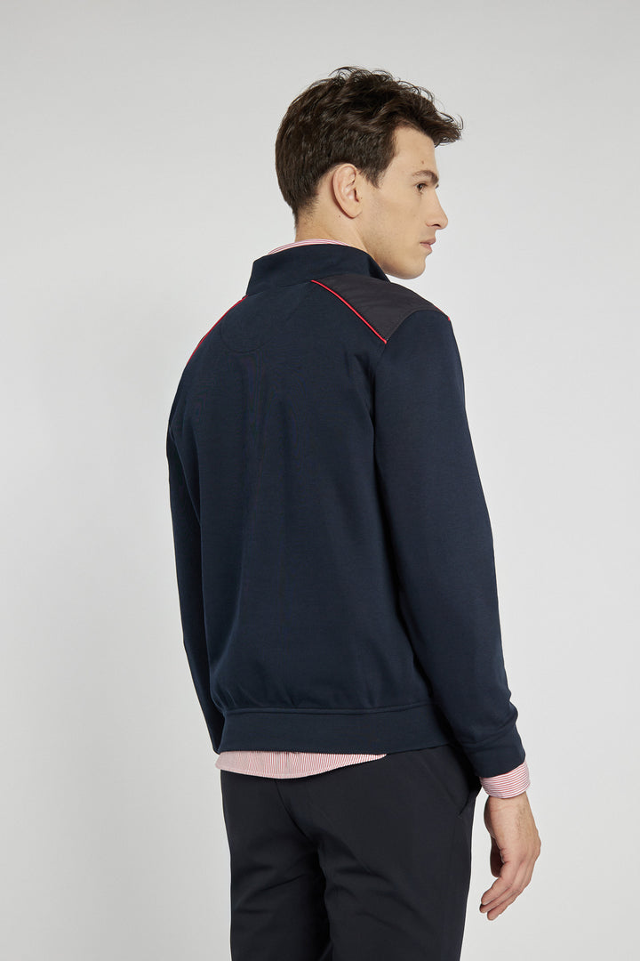 Campione navy blue men's sweatshirt with short zipper